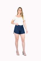 Shorts Jeans Escuro Veste Até 52 Muito Mais Barra Desfiada