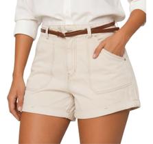 Shorts Jeans Feminino 100% Algodão Cintura Alta Sarja Cinto