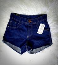 Shorts Jeans Feminino Cintura Alta Barra Desfiada