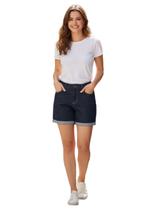 Shorts Jeans Feminino Cintura Alta Com Barra Virada Shorts Jeans Feminino Cintura Alta Com Barra Virada