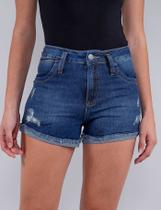 Shorts Jeans Feminino cintura alta com bolsos Revanche Shorts Jeans Feminino cintura alta com bolsos Revanche