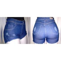 Shorts Jeans Feminino Cintura Alta com Lycra