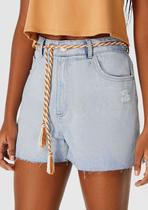 Shorts Jeans Feminino Cintura Média Com Cordão Hering