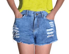 Shorts Jeans Feminino Claro Rasgado Hot Pants Empina Bumbum Shorts Jeans Feminino Claro Rasgado Hot Pants Empina Bumbum