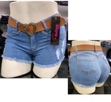 Shorts jeans feminino com cinto