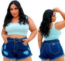 Shorts Jeans Feminino Com Detalhe Desfiado Curto Elegante Premium