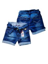 shorts jeans feminino infantil com lycra Tam 16