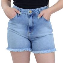 Shorts Jeans Feminino Lado Avesso Mom Azul Claro - L23817