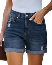 Shorts Jeans Feminino LookbookStore Cintura Alta Azul 14 cm