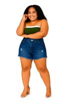 Shorts Jeans Feminino Muito Mais Plus Size e Slim - Veste Até 52