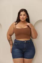 Shorts Jeans Feminino Plus Size Cintura Alta 100 Algodão Confortável Modelagem Moderna