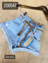 Shorts jeans feminino sem lycra, curto, com cordão na cintura,TAM 40