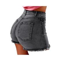 Shorts Jeans Femininos De Cintura Alta Com Franjas E Rasgos, Várias Cores