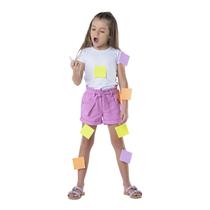 Shorts Jeans Infantil Colorido Mania Kids Menina - 6111