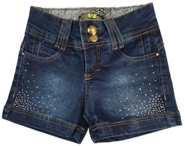 SHORTS JEANS INFANTIL COM APLICAÇÃO DE STRASS Nº 12 LINDO