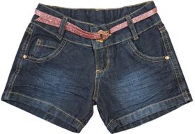 SHORTS JEANS INFANTIL COM CINTO EM GLITTER E LANTEJOULA Nº 8 SHORTS JEANS INFANTIL COM CINTO EM GLITTER E LANTEJOULA Nº 8