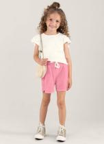 Shorts jeans infantil menina Brandili Rosa
