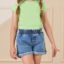 Shorts Jeans Infantil Menina Com Brilhos Mon Sucré