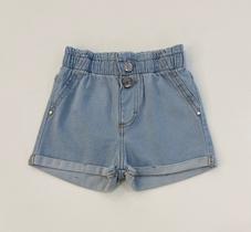 Shorts Jeans Infantil Menina Infanti Cintura Alta Fashion Tecido Premium