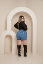 Shorts jeans meia coxa plus size sem lycra