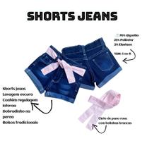 Shorts Jeans Menina Com Laço Rosa - Rugido Kids