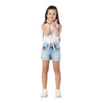Shorts Jeans Menina Mania Kids com Elastano e Aplique de Strass