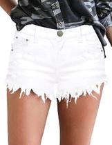 Shorts jeans MODARANI brancos envelhecidos para mulheres tamanho M