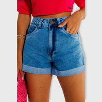 Shorts Jeans Mom Barra A Fio Feminina Revanche Terjola