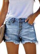 Shorts jeans Onlypuff Blue Jean para mulheres Distressed L