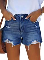 Shorts jeans Onlypuff femininos sexy de cintura média azul marinho S