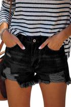 Shorts jeans Onlypuff para mulheres, pretos, rasgados, angustiados