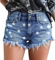 Shorts jeans Onlypuff Star Destressed Jean para mulheres S