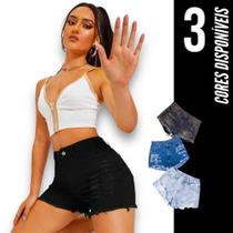 Shorts Jeans Rasgado Feminino Casual Elastano Slim 488