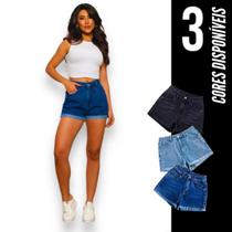 Shorts JEANS Slim Feminino Casual Elastano Cintura Alta 419