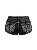 Shorts jeans SOLY HUX Y2k Sparkly Skinny Black para mulheres