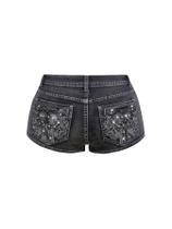 Shorts jeans SOLY HUX Y2k Sparkly Skinny Mini para mulheres