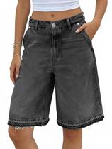 Shorts jeans Tankaneo Baggy Bermuda de cintura alta para mulheres