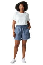 Shorts Jeans Tecido Molinho com Elástico Cintura Altura