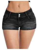 Shorts jeans WDIRARA Y2k, cintura baixa, elástica, mini jeans, pretos