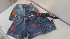 Shorts Jens infantil, tamanho 2 e 6