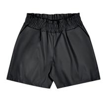 Shorts Juvenil Feminino em material sintético Preto - MOD.ME Shorts Juvenil Feminino em material sintético Preto - MOD.ME
