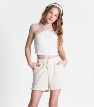 Shorts Juvenil Feminino Em Moletinho Minty Bege