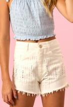 Shorts Juvenil Menina Off Strass Vanilla Cream