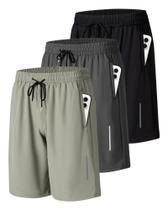 Shorts JWJ 3 Unidades Leves de Secagem Rápida com Cós Elástico 23 cm de Entrepernas