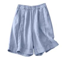 Shorts Kinghua Linen 2026, elástico, primavera e verão, cintura alta Shorts Kinghua Linen 2026, elástico, primavera e verão, cintura alta