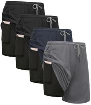 Shorts Kinglaman 2 em 1 de Secagem Rápida para Treino com Bolsos Shorts Kinglaman 2 em 1 de Secagem Rápida para Treino com Bolsos