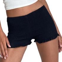 Shorts KMBANGI femininos com blusa microbabada e bainha preta