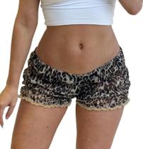 Shorts KMBANGI Women Smocked Bloomers Leopard Coffee tamanho L