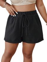 Shorts largos MakeMeChic Black para mulheres, tamanho grande, 3GG