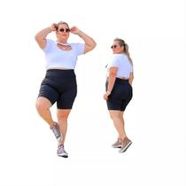 Shorts Legging Feminina Preta Academia Caminhada Esporte Suplex Cós Médio Grossa Plus Size G1 G2 G3
